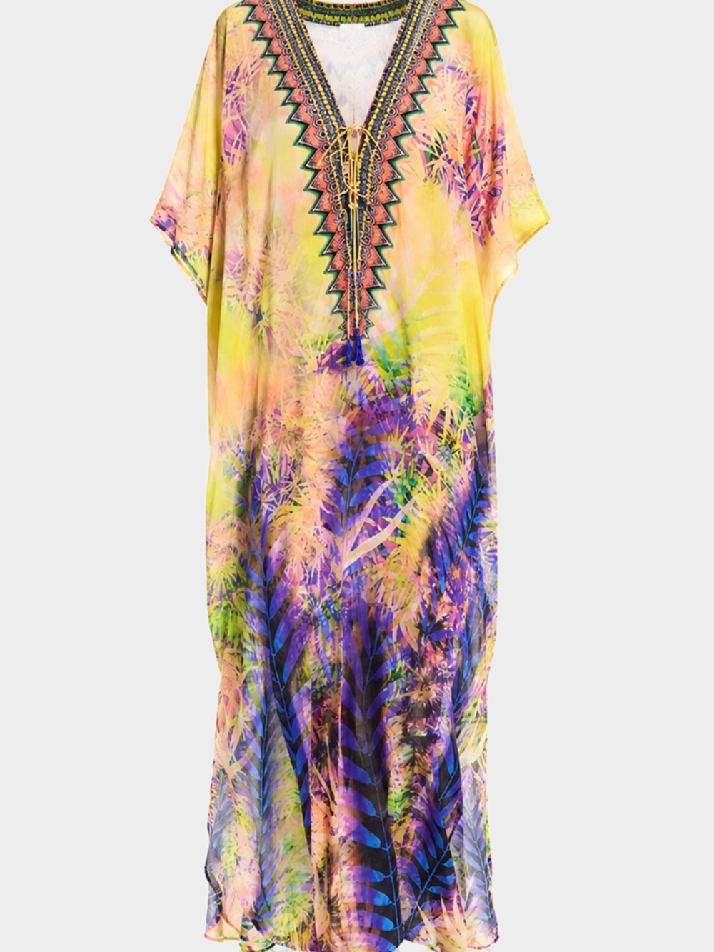 Shahida Parides Convertible Kaftan Maxi Dress Tropical Print Multi Wear